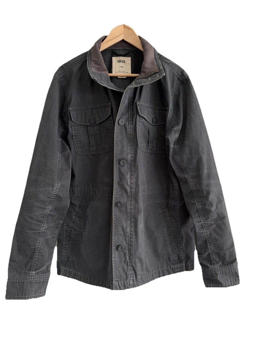 Vans Large Gray Corduroy Collar Jacket - Skate Streetwear Canvas